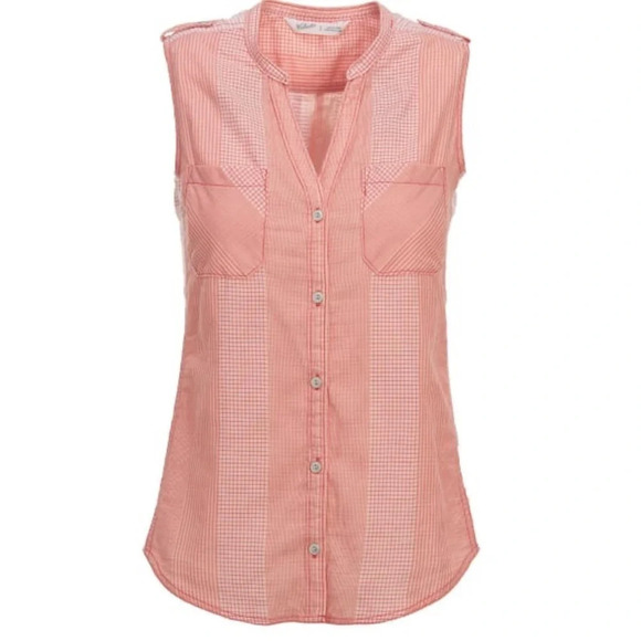 Woolrich Women's Conundrum Eco Rich Sleeveless Shirt Teaberry Size Medium Pink - Picture 3 of 16